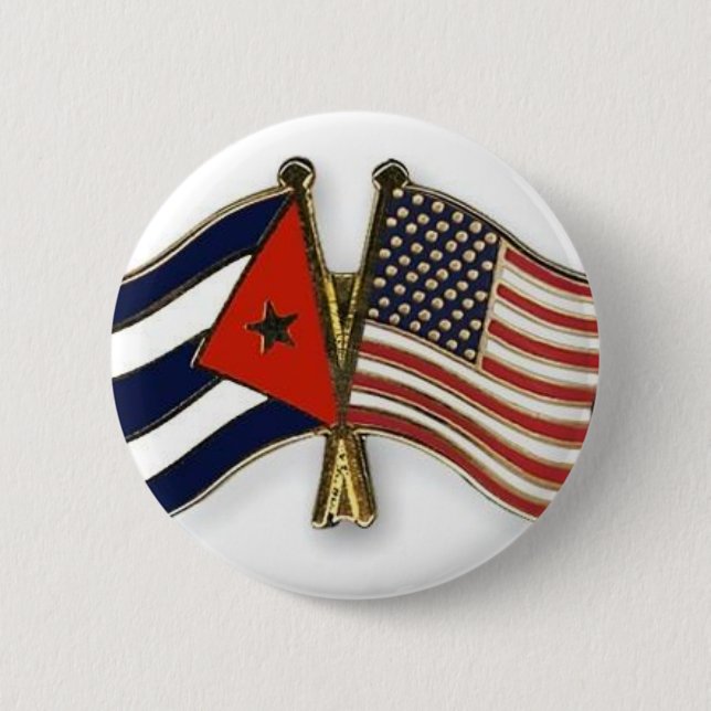 Chapa Redonda De 5 Cm La bandera cubana y la bandera americana (Anverso)