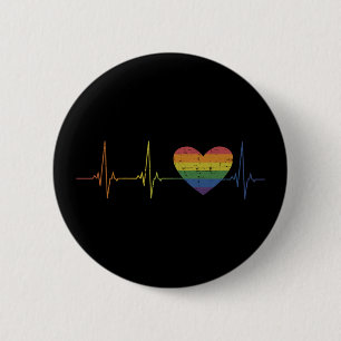 Chapa Redonda De 5 Cm La bandera del corazón del arco iris latió el me