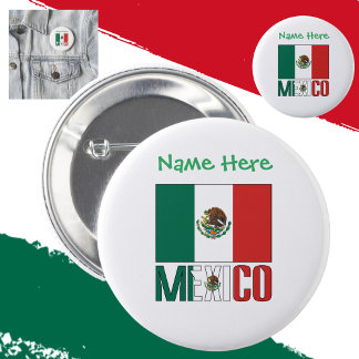 Chapa Redonda De 5 Cm La bandera mexicana está personalizada