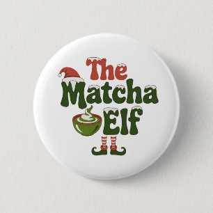 Chapa Redonda De 5 Cm La bebida mágica de Navidad del elfo de matcha
