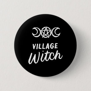 Chapa Redonda De 5 Cm La bruja de la aldea divertida Halloween Wicca Wic