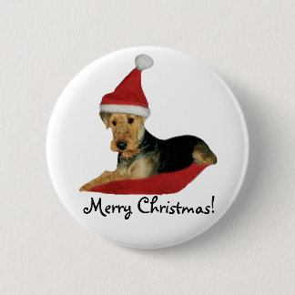 Chapa Redonda De 5 Cm La Button navidad “Airedale Terrier "