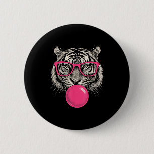 Chapa Redonda De 5 Cm La cara del tigre Sungueras rosadas Selva animal s