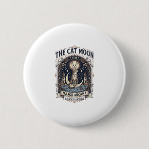 Chapa Redonda De 5 Cm La Carta de Tarot del Gato Luna Gato Mayor Arcano