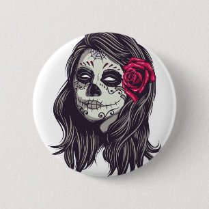 Chapa Redonda De 5 Cm La Catrina - Dia De Los Muertos