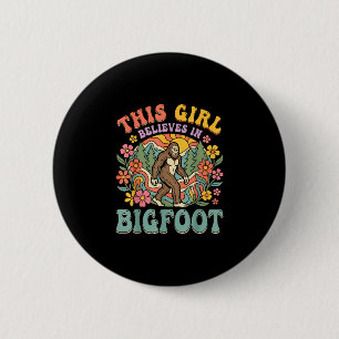 Chapa Redonda De 5 Cm La chica Bigfoot cree en la puesta de sol floral d