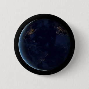 Chapa Redonda De 5 Cm La ciudad de la Tierra se ilumina de noche