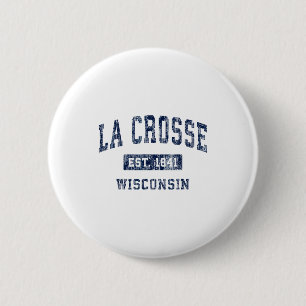 Chapa Redonda De 5 Cm La Crosse Wisconsin Wi Vintage Deportes Establecid