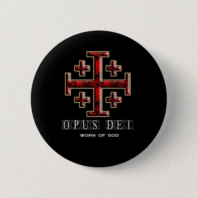 Chapa Redonda De 5 Cm La cruz de Jerusalén - ver 1 - opus Dei - negro (Anverso)