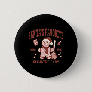 Chapa Redonda De 5 Cm La dama de limpieza favorita de Santa Navidad Retr