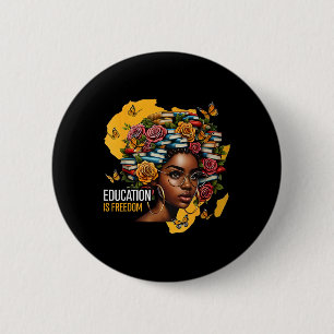 Chapa Redonda De 5 Cm La educación de la historia negra es libertad Libr