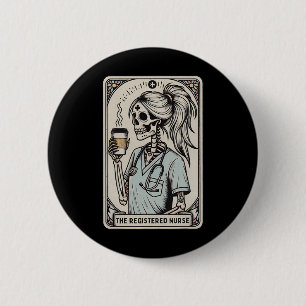 Chapa Redonda De 5 Cm La enfermera Tarot Card Skeleton Happy Hal