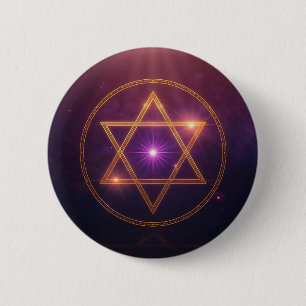 Chapa Redonda De 5 Cm La Estrella Cósmica del Equilibrio Iluminado