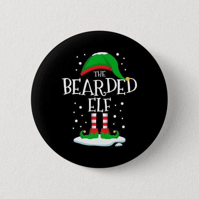 Chapa Redonda De 5 Cm La familia de Navidades Elf con barba que coincide (Anverso)
