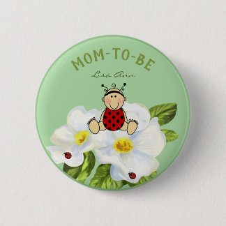 Chapa Redonda De 5 Cm La fiesta de Baby Shower de Lady Bug Personalizada