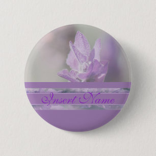 Chapa Redonda De 5 Cm La flor púrpura de la lavanda que casa el  