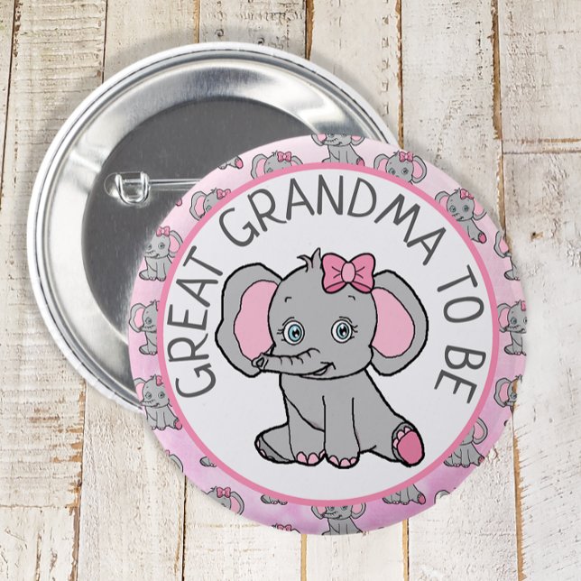 Chapa Redonda De 5 Cm La gran abuela del Elefante Rosa Sea Baby Shower (Subido por el creador)