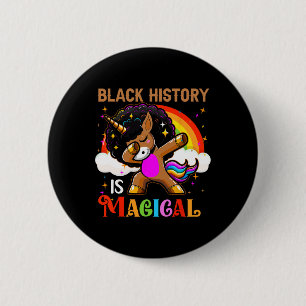 Chapa Redonda De 5 Cm La Historia Negra Es Mágica, Dabbing Afro Colorful