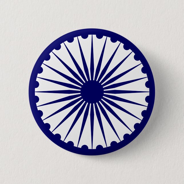 Chapa Redonda De 5 Cm La India Ashoka Chakra (Anverso)
