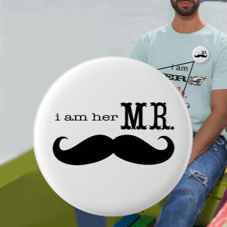 Chapa Redonda De 5 Cm La insignia de Groom Soy su regalo de Sr. Mustache