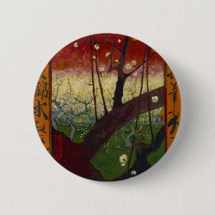Chapa Redonda De 5 Cm La japononaiserie de Van Gogh después de Hiroshige