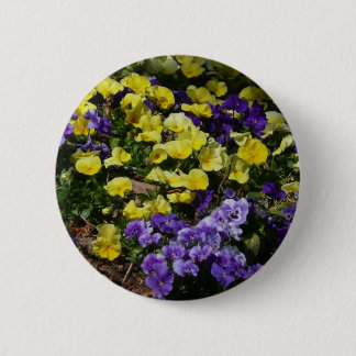 Chapa Redonda De 5 Cm La ladera de los Pansies morado y amarillo