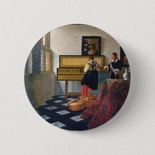 Chapa Redonda De 5 Cm La lección de música de Johannes Vermeer (circa166