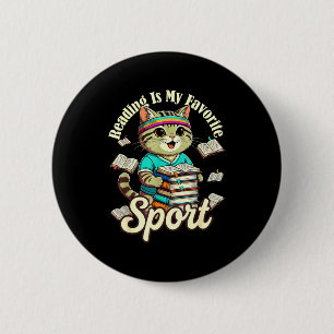 Chapa Redonda De 5 Cm La lectura es insignia de deporte favorito gato di