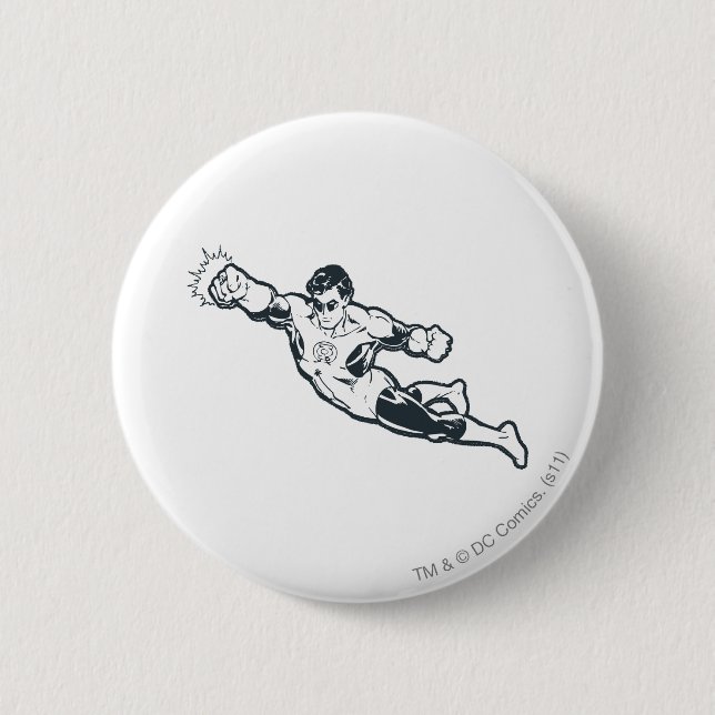 Chapa Redonda De 5 Cm La linterna verde perfora BW (Anverso)