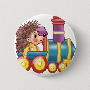 Chapa Redonda De 5 Cm la locomotora y el erizo