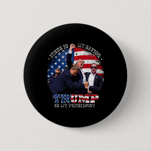 Chapa Redonda De 5 Cm La lucha de Donald Trump contra Jesús es mi salvad