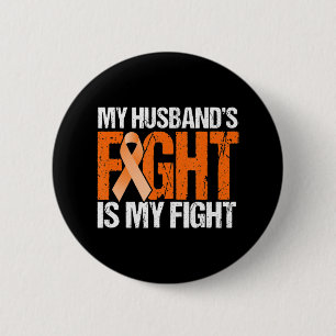 Chapa Redonda De 5 Cm La lucha de mi marido es mi lucha contra la leucem