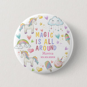 Chapa Redonda De 5 Cm La magia está en torno al cumpleaños de unicornio