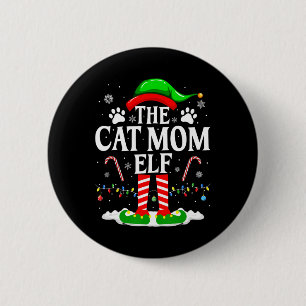 Chapa Redonda De 5 Cm La Mamá Gata Elfa Navidad Divertido Amante de Gato