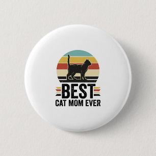 Chapa Redonda De 5 Cm La Mejor Mamá de Gatos Vintage Gato Negro Diseño R