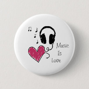 Chapa Redonda De 5 Cm La música es amor