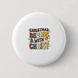 Chapa Redonda De 5 Cm La Navidad Comienza Con Cristo Diseño De Árbol De