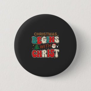 Chapa Redonda De 5 Cm La Navidad Comienza Con Cristo Santa Retro