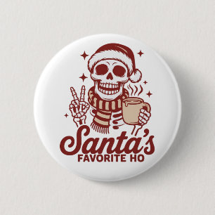 Chapa Redonda De 5 Cm La Navidad Snarky del esqueleto favorito de Santa