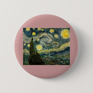 Chapa Redonda De 5 Cm La noche estrellada de Vincent van Gogh (1889)