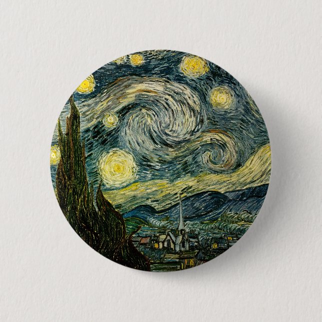 Chapa Redonda De 5 Cm La noche estrellada de Vincent van Gogh (1889) (Anverso)