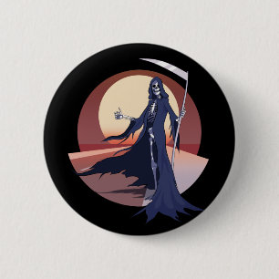 Chapa Redonda De 5 Cm La Parca haciendo autoestop