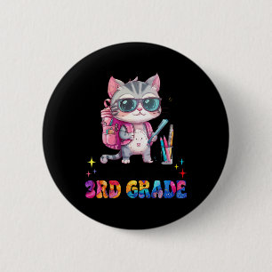 Chapa Redonda De 5 Cm La pequeña señorita de tercer grado Gatita de vuel