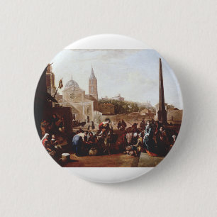 Chapa Redonda De 5 Cm La Piazza del Popolo en Roma por Johannes Lingelba