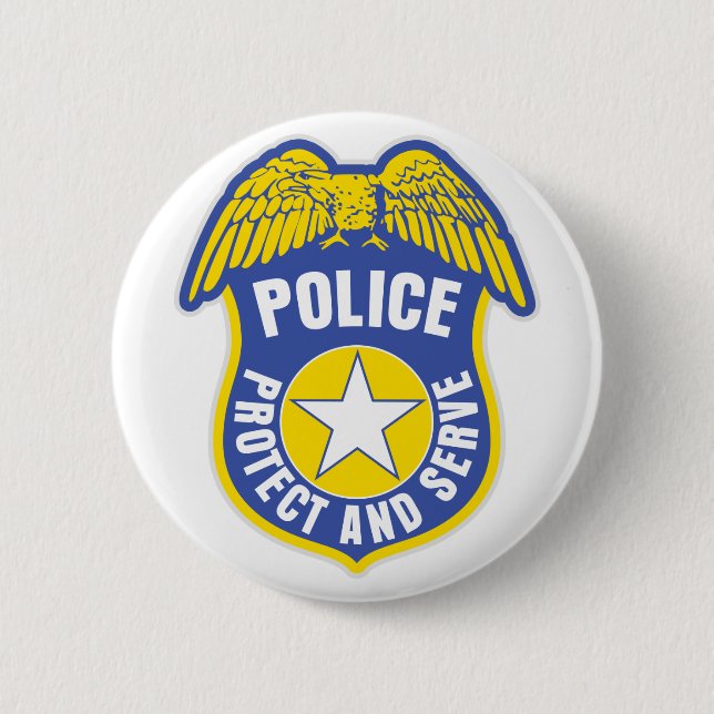 Chapa Redonda De 5 Cm La policía protege y sirve la insignia (Anverso)