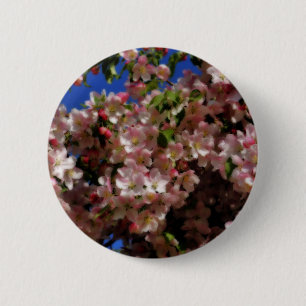 Chapa Redonda De 5 Cm La primavera rosada florece Pin de la flor