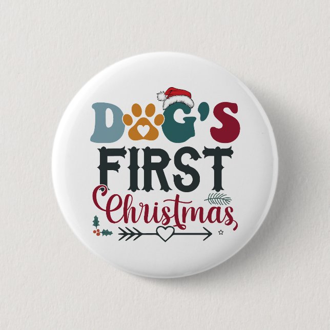 Chapa Redonda De 5 Cm La primera Navidad del perro (Anverso)