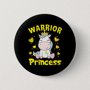 Chapa Redonda De 5 Cm La princesa guerrera de unicornio advierte del cán