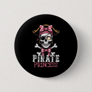 Chapa Redonda De 5 Cm La Princesa Pirata Skull Crossbone Halloween Para