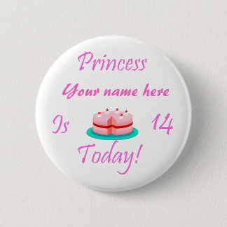 Chapa Redonda De 5 Cm La princesa (su nombre) es 14 hoy